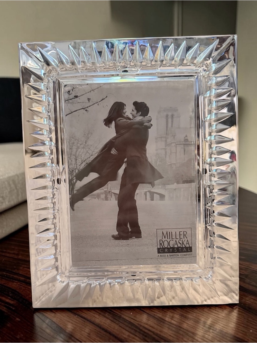 🌼New-Miller Rogaska Reed & Barton Heavy Cut Crystal 5x7 Photo Frame